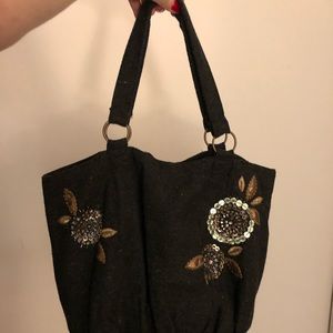 ⚡️SALE⚡️Beaded herringbone wool handbag